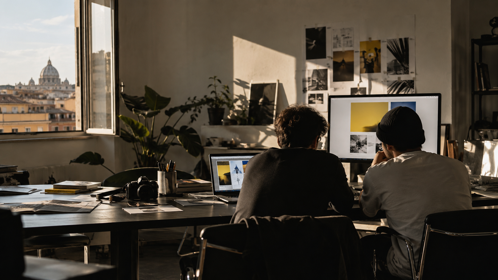 Mattia e Valerio al lavoro nello studio Mavely